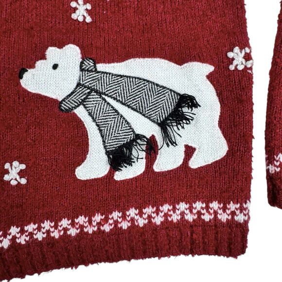 Croft & Barrow Christmas Holiday Sweater S Red Polar Bear Snowflake Silk Wool - Picture 6 of 16